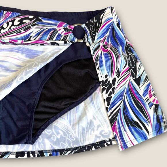 Silhouette Solution Swim Skort High Rise Built In Underwear Size 16 Printed Blue - Picture 4 of 12